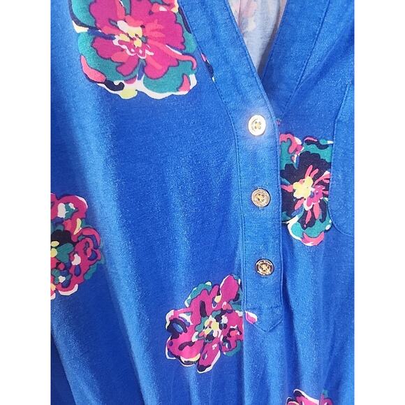Lilly Pulitzer Beckett Floral Dress Royce Blue Preppy Size Large - Picture 3 of 6